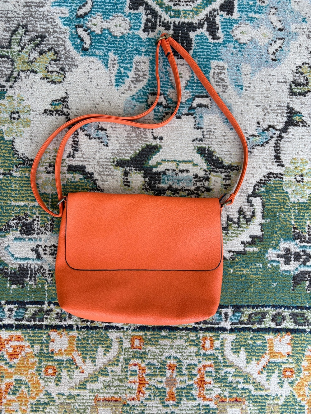 Orange Leather Crossbody Bag - Lightweight Women’s Shoulder Bag